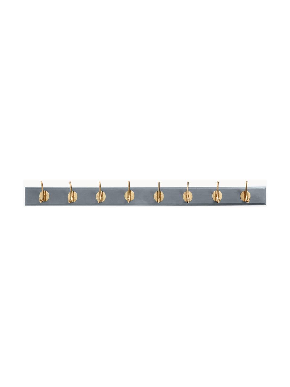 Perchero de pared de madera Edgy, 8 ganchos, Barra: tablero de fibras de dens, Gris, dorado, An 90 cm