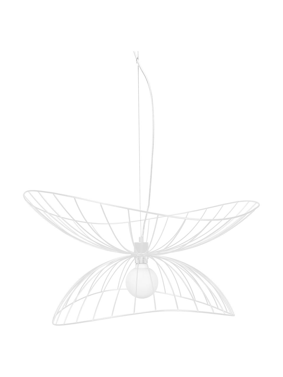 Design hanglamp Ray in wit, Lampenkap: gecoat metaal, Baldakijn: metaal, Wit, Ø 70 x H 37 cm