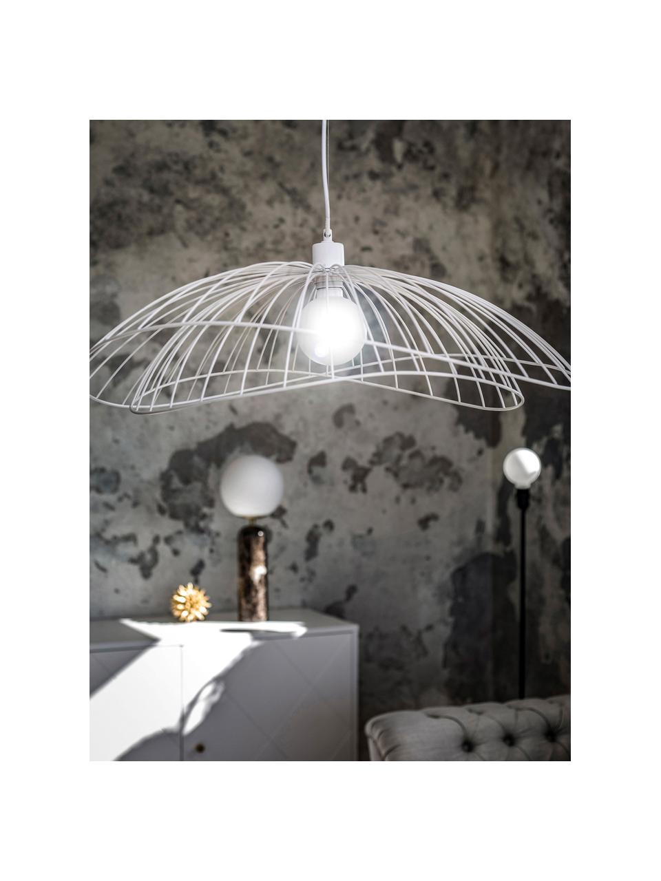 Lámpara de techo de diseño Ray, Pantalla: metal recubierto, Anclaje: metal, Cable: cubierto en tela, Blanco, Ø 70 x Al 37 cm