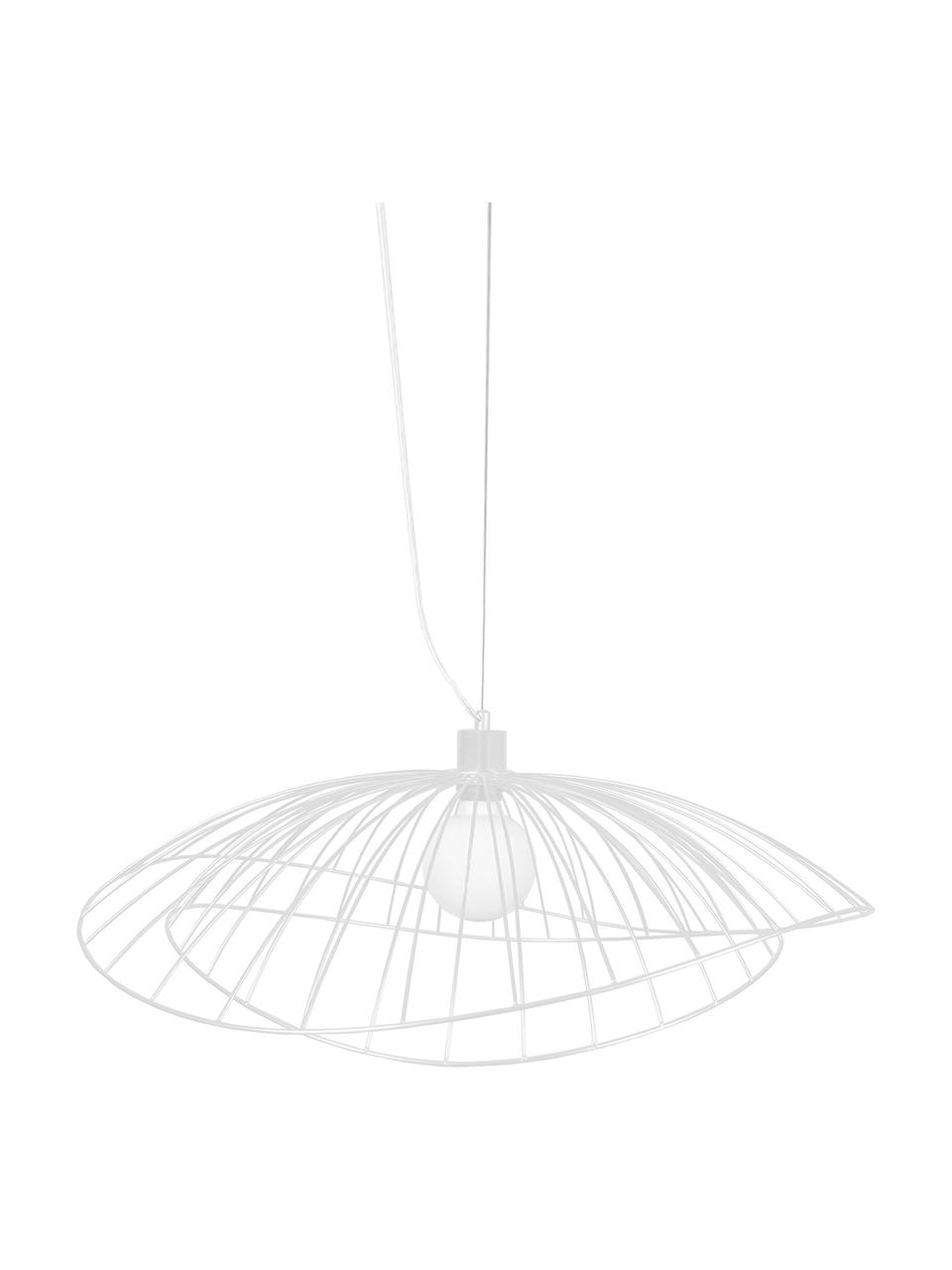 Design hanglamp Ray in wit, Lampenkap: gecoat metaal, Baldakijn: metaal, Wit, Ø 70 x H 37 cm