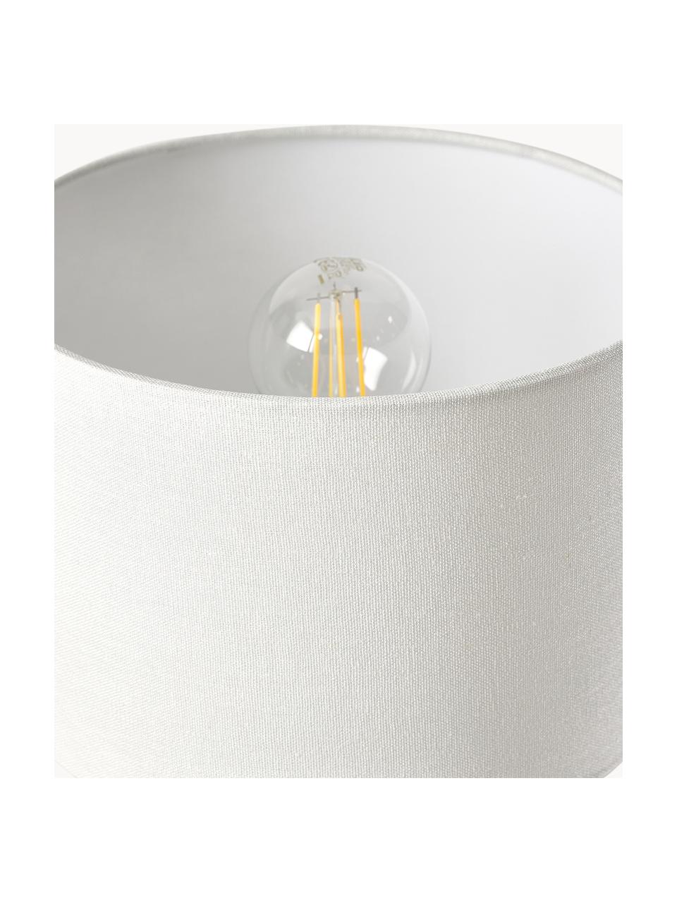 Lámpara de mesa pequeña de vidrio Olyve, Pantalla: 60% lino, 40% algodón, Cable: plástico, Blanco, azul oscuro, Ø 23 x Al 31 cm