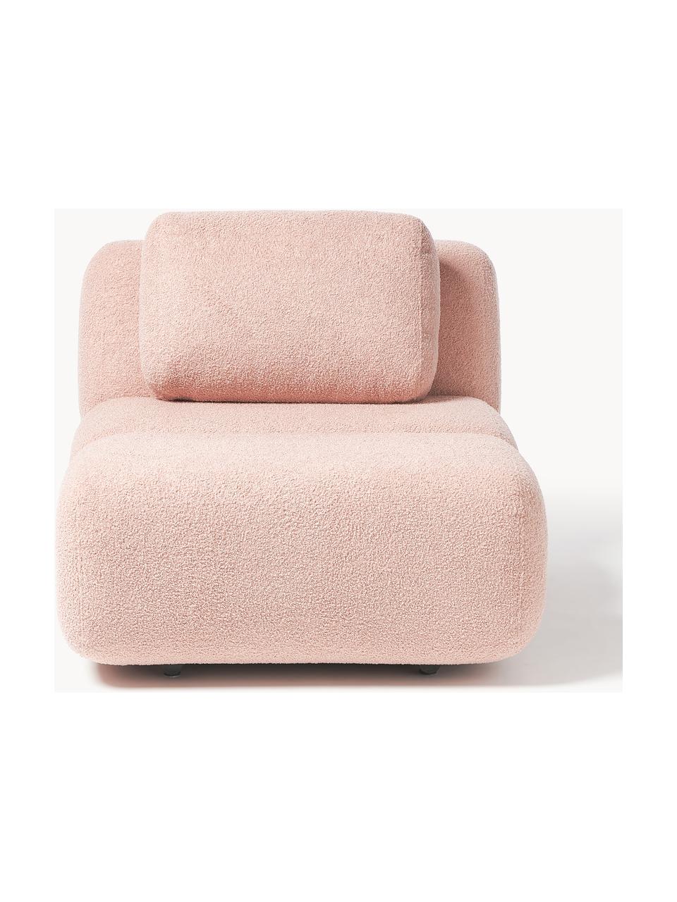 Fauteuil en tissu bouclé Caterpillar, Peluche rose pâle, larg. 82 x prof. 118 cm