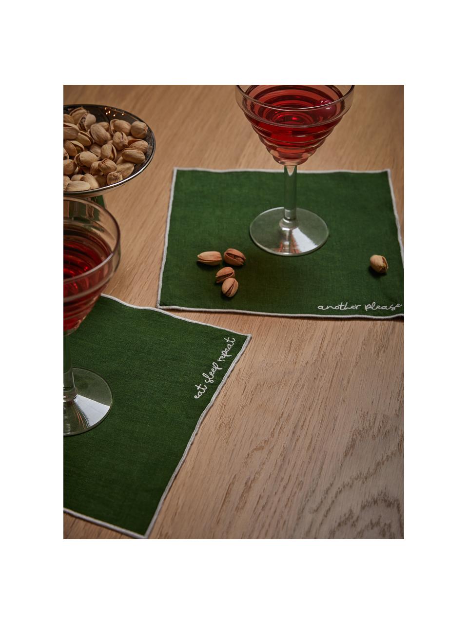 Leinen-Cocktailservietten Cosmo mit Stickerei, 4 Stück, 100 % Leinen

Das in diesem Produkt verwendete Material ist schadstoffgeprüft und zertifiziert nach STANDARD 100 by OEKO-TEX®, 4854CIT, CITEVE., Dunkelgrün, B 20 x L 20 cm