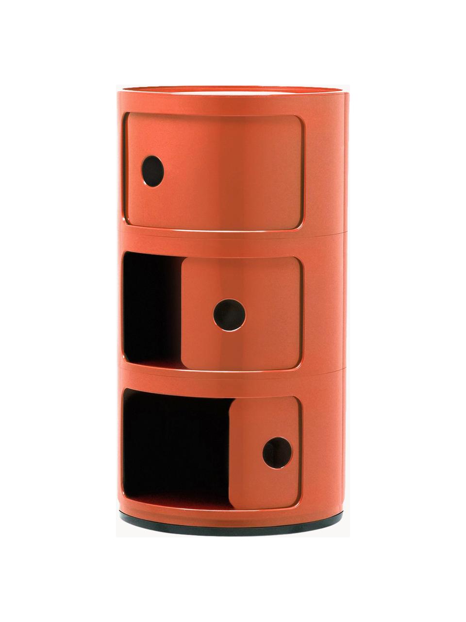 Design Container Componibili, 3 Elemente, Kunststoff (ABS), durchgefärbt, Orange, glänzend, Ø 32 x H 59 cm