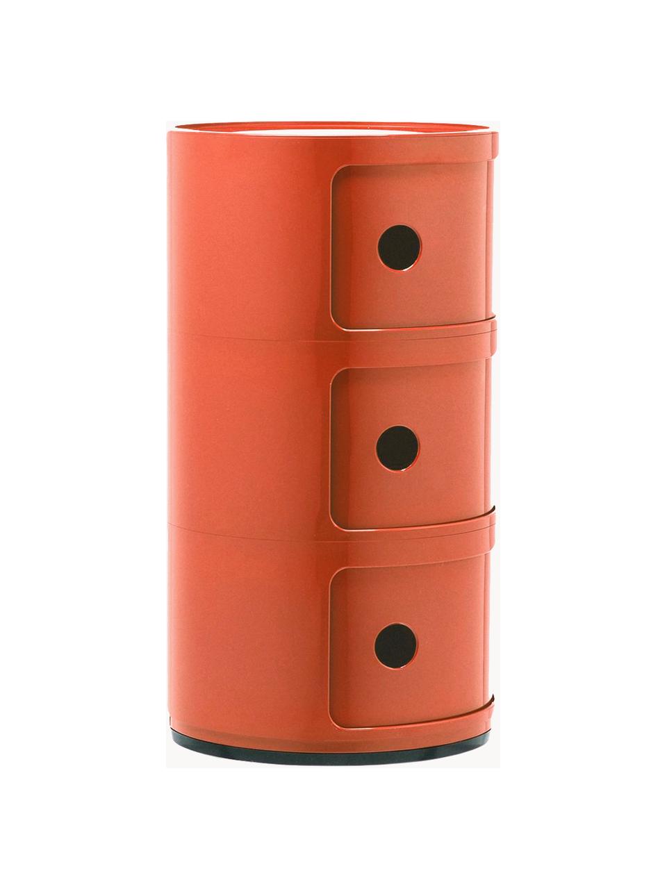 Design Container Componibili, 3 Elemente, Kunststoff (ABS), durchgefärbt, Orange, glänzend, Ø 32 x H 59 cm