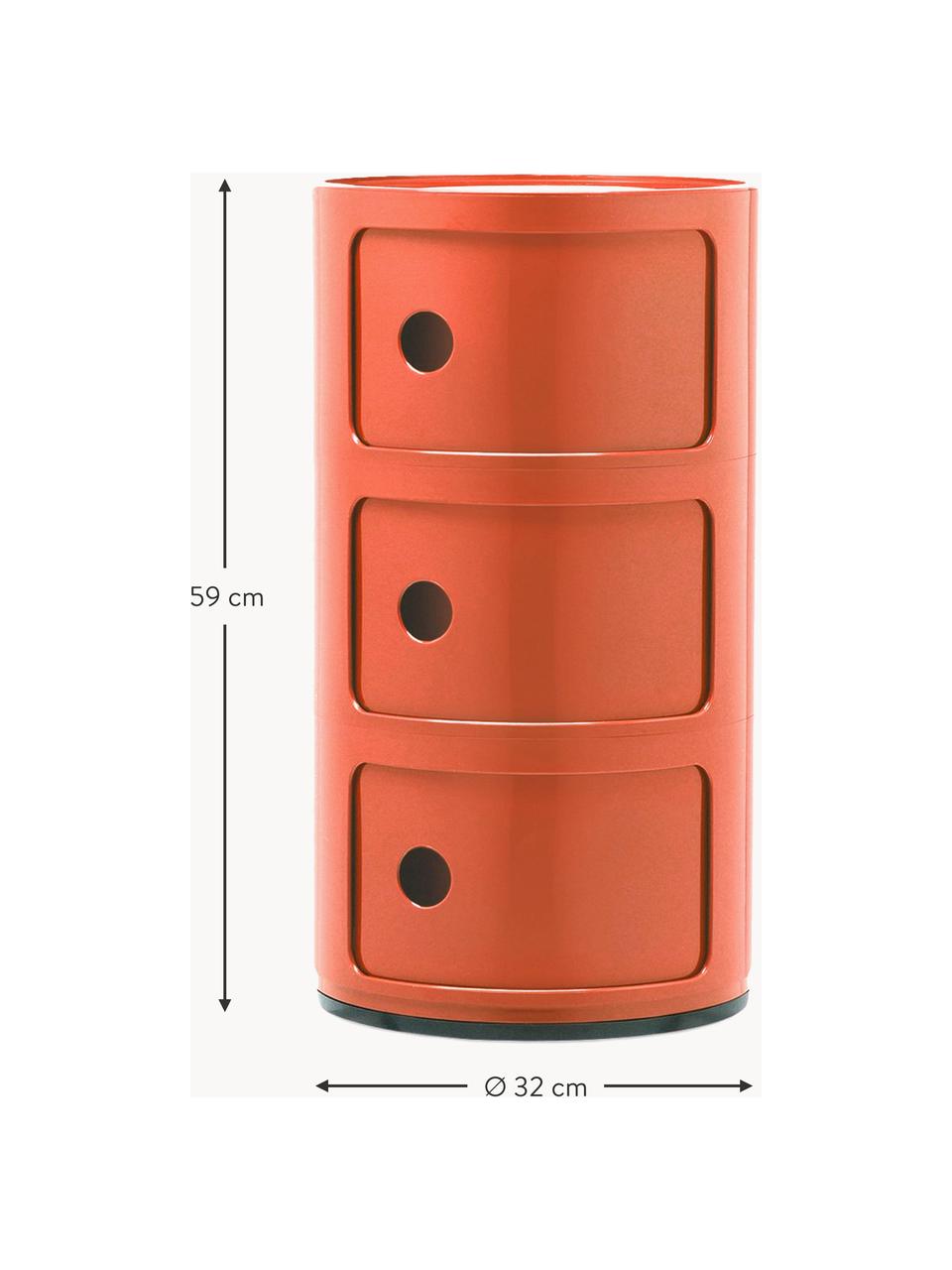 Design Container Componibili, 3 Elemente, Kunststoff (ABS), durchgefärbt, Orange, glänzend, Ø 32 x H 59 cm