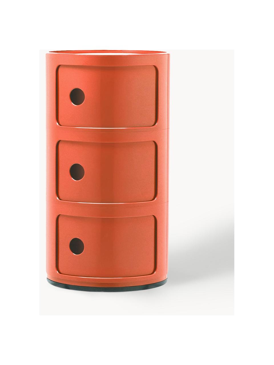 Design Container Componibili, 3 Elemente, Kunststoff (ABS), durchgefärbt, Orange, glänzend, Ø 32 x H 59 cm