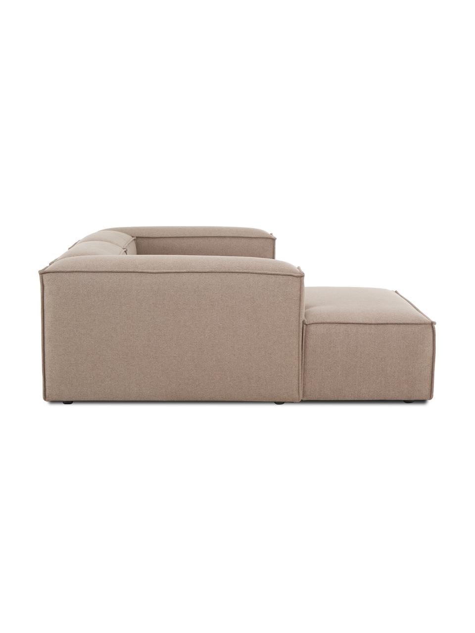 Modulares Ecksofa Lennon, Bezug: 100% Polyester Der strapa, Gestell: Massives Kiefernholz, FSC, Füße: Kunststoff, Webstoff Braun, B 238 x T 180 cm, Eckteil links
