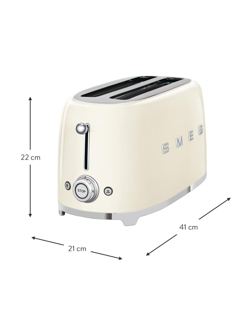 Langschlitztoaster 50's Style, Edelstahl, lackiert, Cremeweiß, glänzend, B 41 x H 22 cm