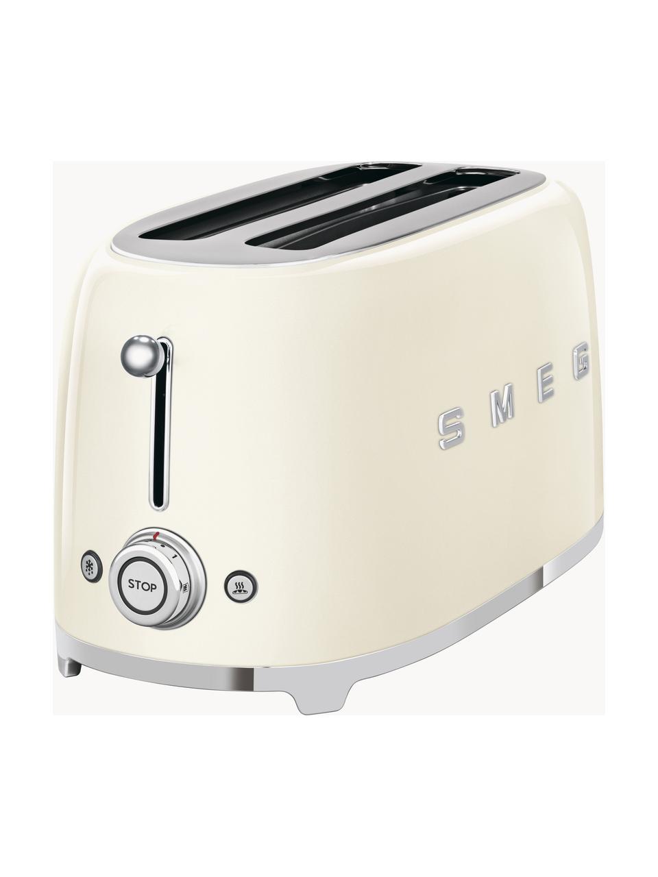 Langschlitztoaster 50's Style, Edelstahl, lackiert, Cremeweiß, glänzend, B 41 x T 21 cm