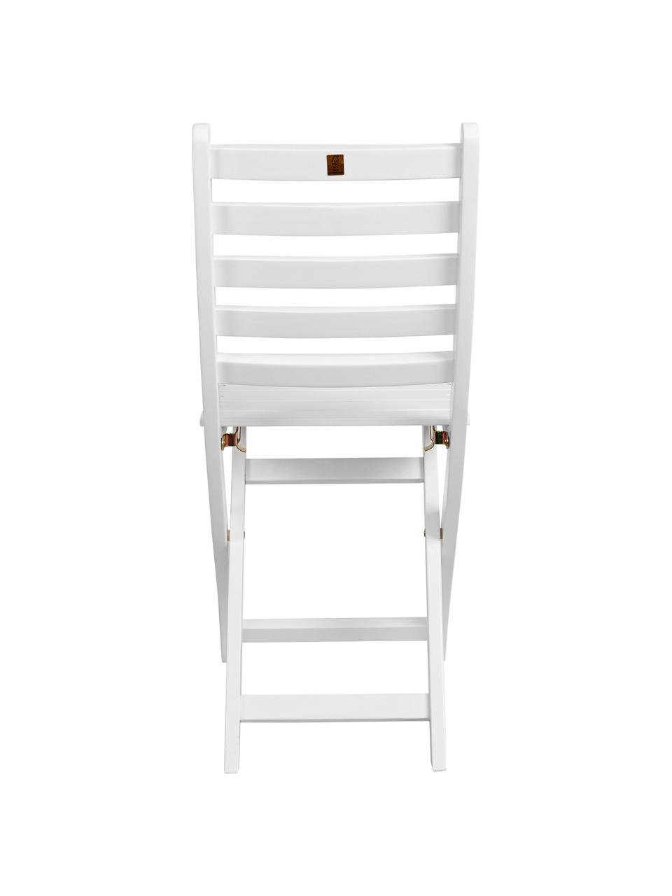 Chaises pliantes de balcon, en bois Lodge, 2 pièces, Bois d'acacia, laqué, Blanc, larg. 50 x haut. 86 cm