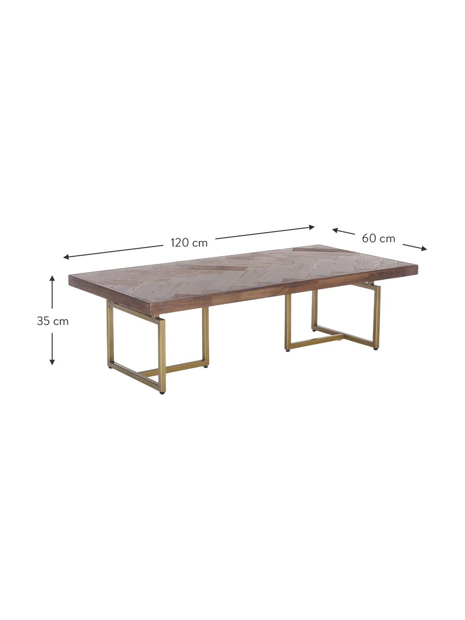 Konferenční stolek s dýhou z akátového dřeva Class, Akátové dřevo, mosazná, Š 120 cm, V 35 cm