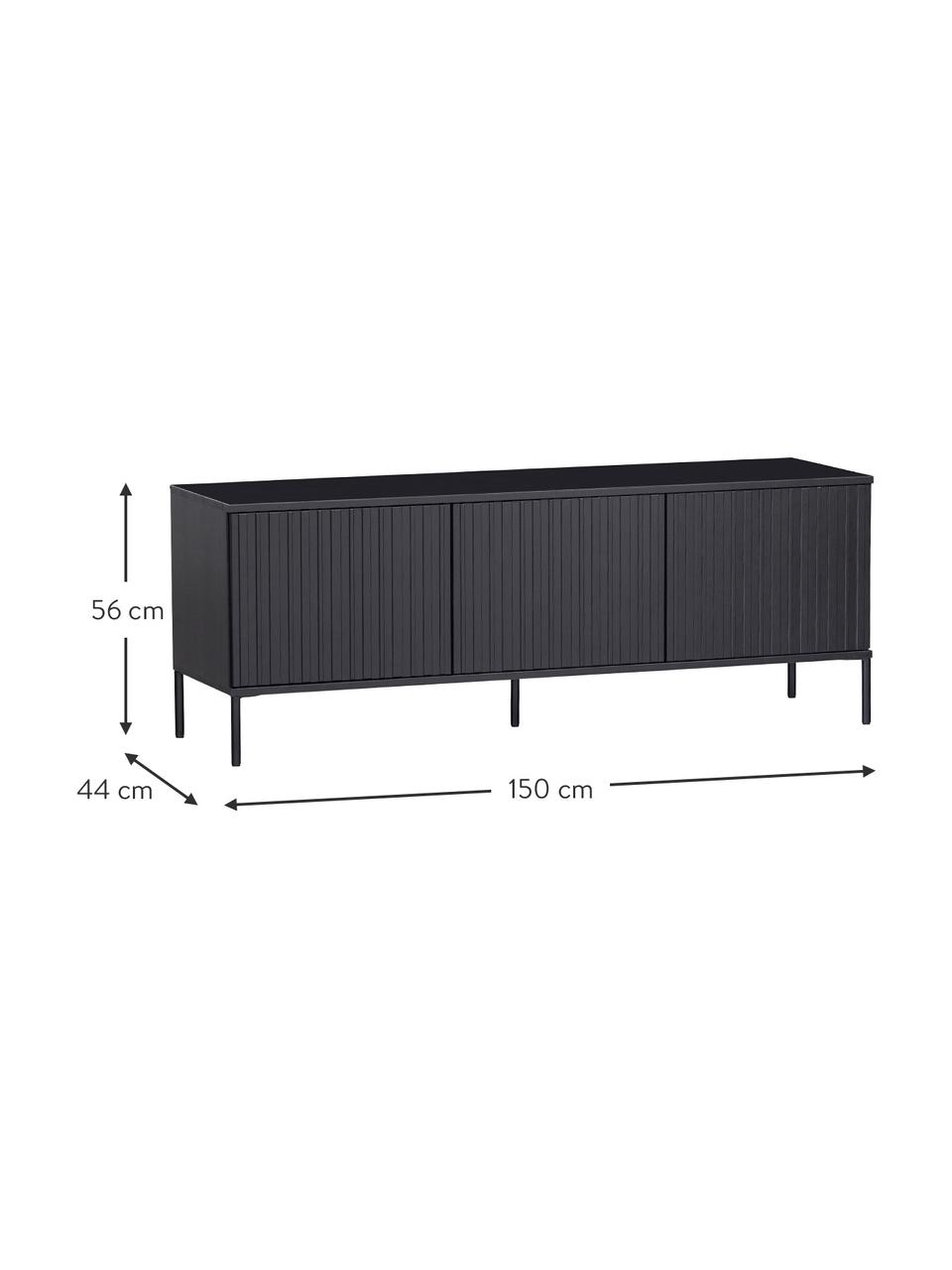 Szafka RTV z drewna sosnowego Avourio, Korpus: drewno sosnowe z certyfik, Nogi: metal powlekany, Drewno sosnowe, S 150 x W 56 cm