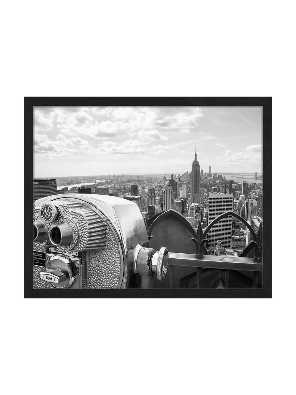 Ingelijste digitale print View Of Midtown Manhattan New York City, Afbeelding: digitale print op papier,, Lijst: gelakt hout, Zwart, wit, B 53 cm x H 43 cm