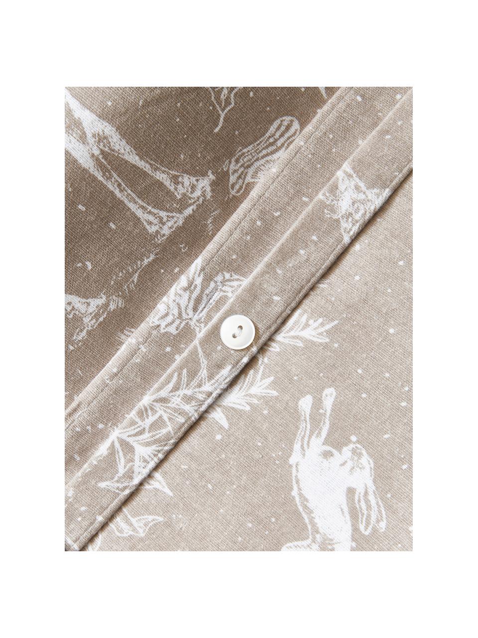 Poszwa na kołdrę z flaneli Animal Toile, Biały, beżowy, S 200 x D 200 cm