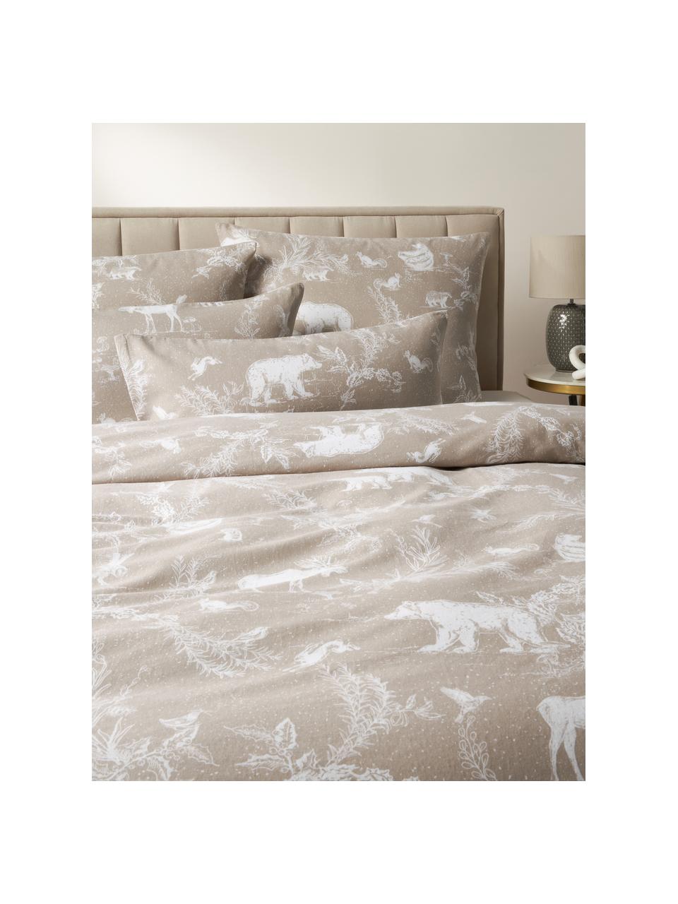 Housse de couette en flanelle Animal Toile, Beige, imprimé, larg. 200 x long. 200 cm