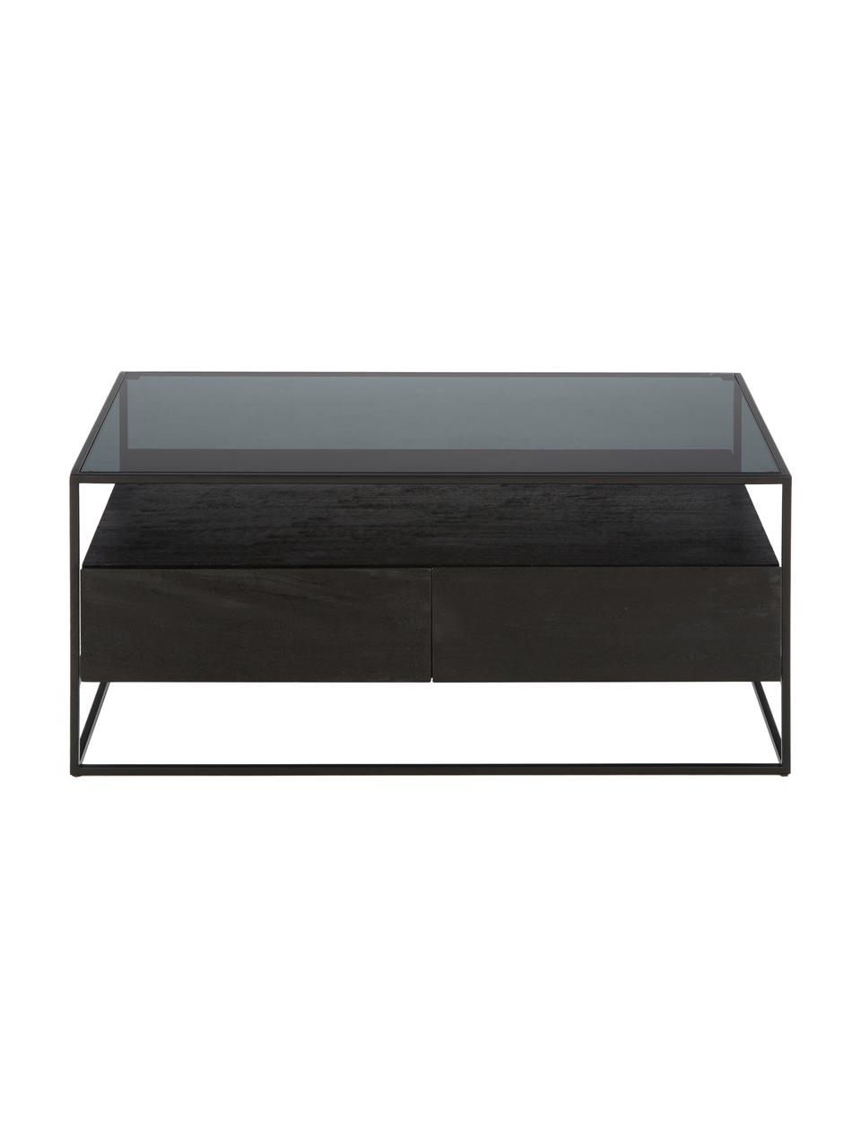 Tavolino da salotto Theodor, Struttura: metallo verniciato a polv, Legno di mango, nero, Larg. 100 x Prof. 55 cm
