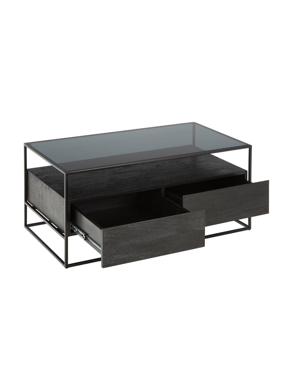 Table basse Theodor, Bois de manguier, noir, larg. 100 x prof. 55 cm