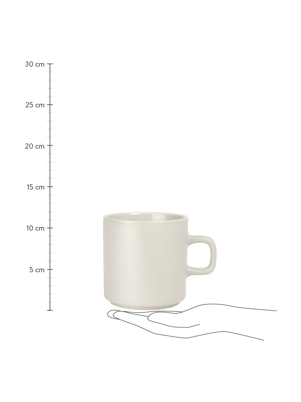 Koffiekopjes Pilar in mat/glanzend, 6 stuks, Keramiek, Crèmewit, Ø 9 x H 9 cm, 250 ml