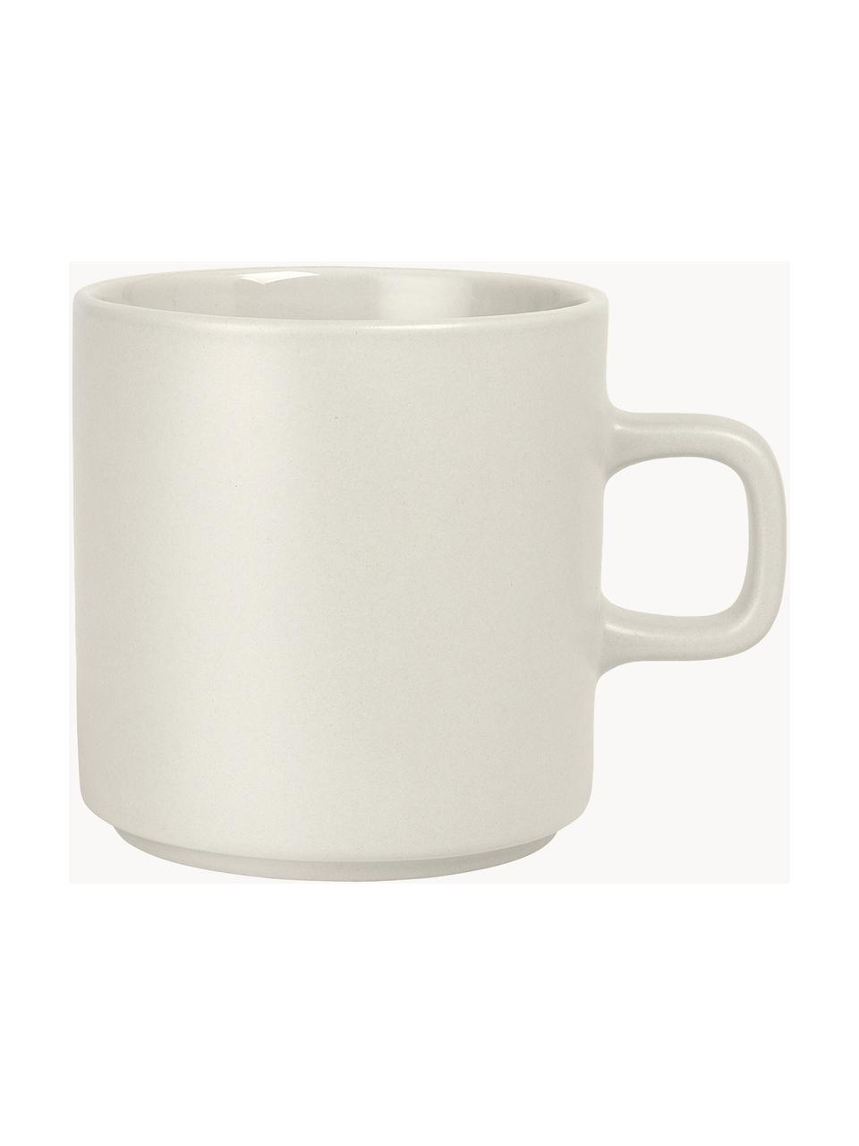 Kaffeetassen Pilar in matt/glänzend, 6 Stück, Keramik, Cremeweiß, Ø 9 x H 9 cm, 250 ml