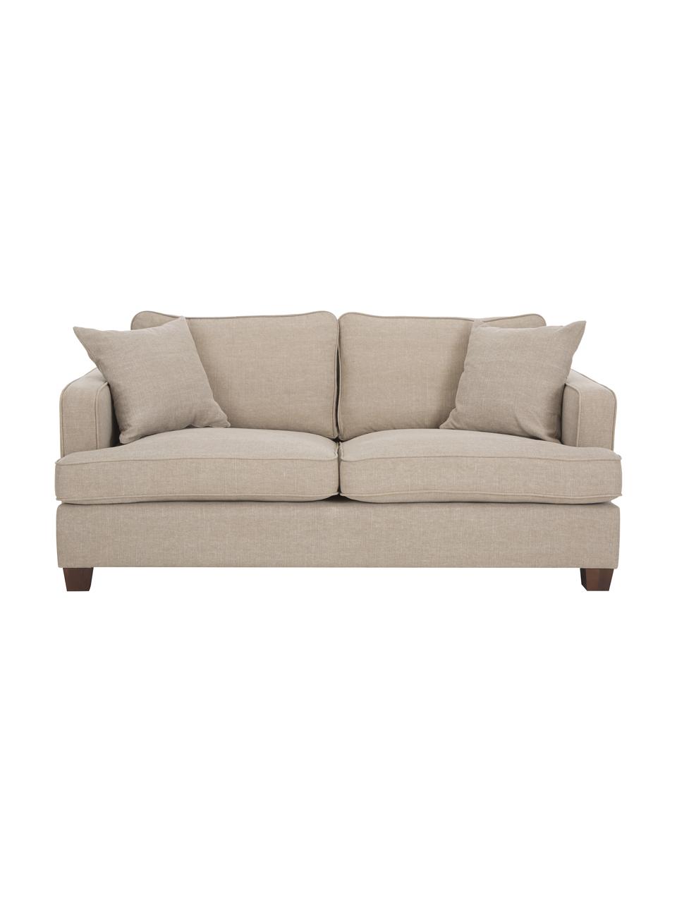 Big Sofa Warren (2-Sitzer) in Beige mit Leinenstoffgemisch, Gestell: Holz, Bezug: 60% Baumwolle, 40% Leinen, Beine: Schwarzholz, Webstoff Beige, 178 x 85 cm