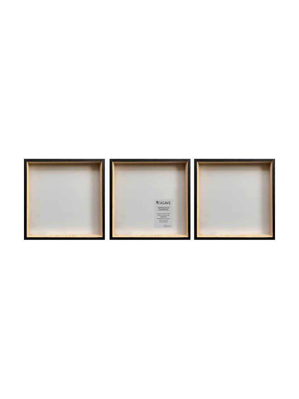 Komplet ręcznie malowanych obrazów na płótnie Wet, 3 elem., Stelaż: drewno sosnowe, Wielobarwny, S 40 x W 40 cm