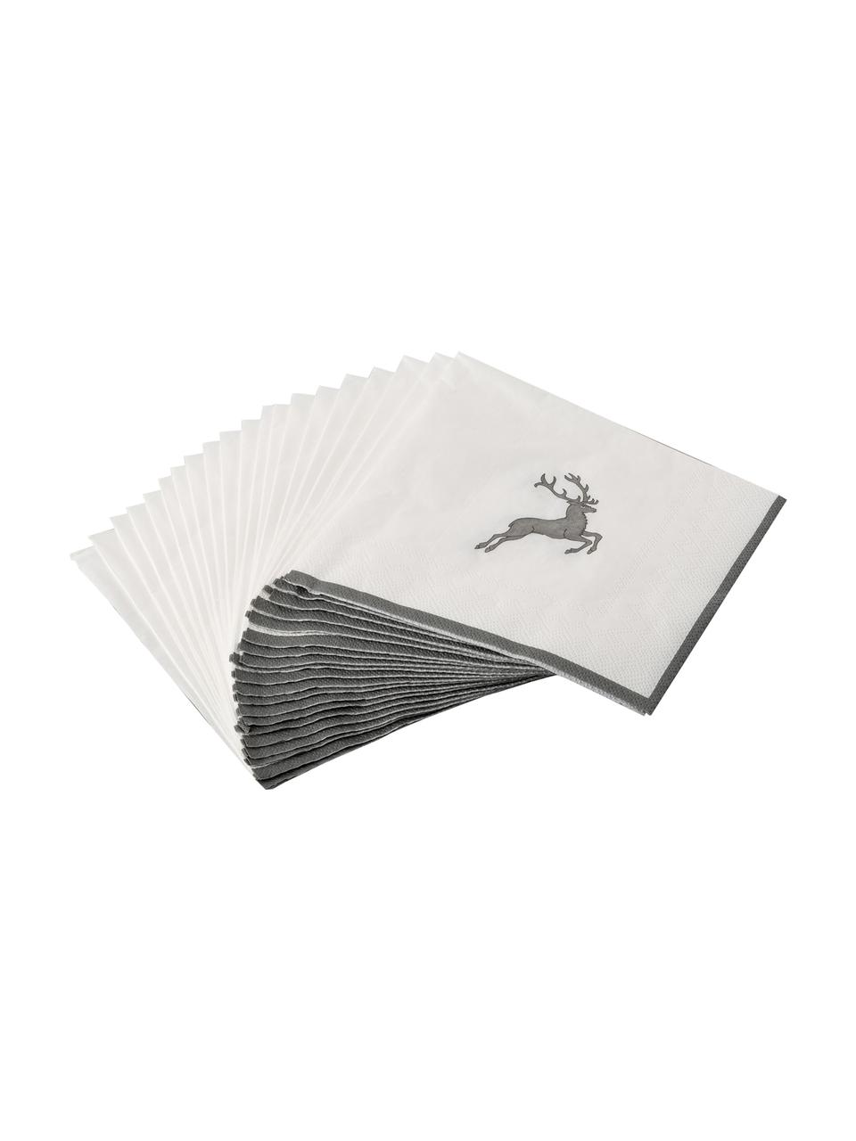 Papierové servítky Grauer Hirsch, 20 ks, Papier, Biela, sivá, Š 33 x D 33 cm