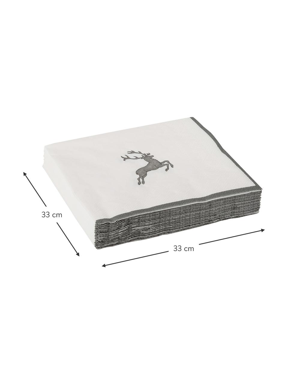 Servilletas de papel Grauer Hirsch, 20 uds., Papel, Gris, blanco, An 33 x L 33 cm