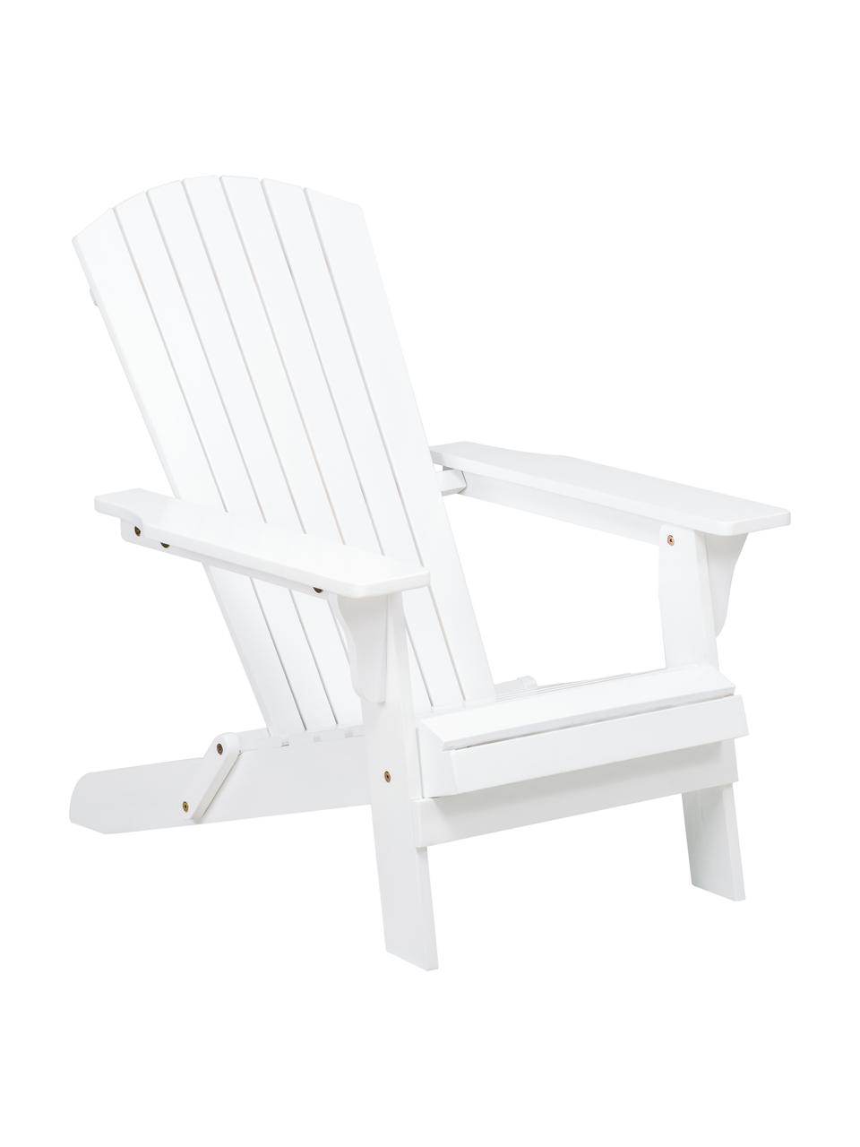 Fauteuil lounge de jardin en bois d'acacia, blanc Charlie, Bois d'acacia massif, huilé et laqué, Blanc, larg. 93 x prof. 74 cm