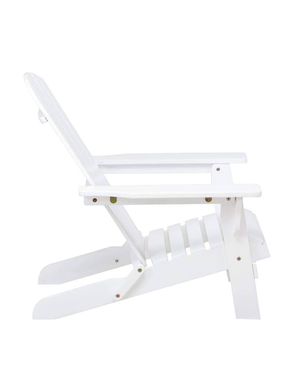 Fauteuil lounge de jardin en bois d'acacia, blanc Charlie, Bois d'acacia massif, huilé et laqué, Blanc, larg. 93 x prof. 74 cm