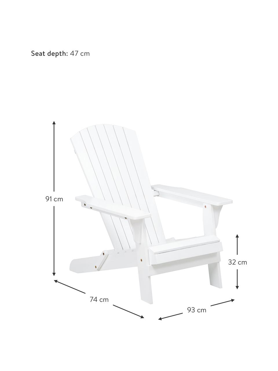 Fauteuil lounge de jardin en bois d'acacia, blanc Charlie, Bois d'acacia massif, huilé et laqué, Blanc, larg. 93 x prof. 74 cm