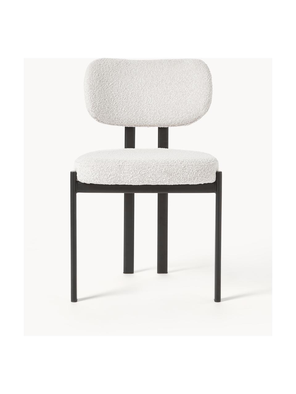 Silla tapizada bouclé Adrien, Tapizado: tejido bouclé (100% polié, Patas: metal recubierto, Bouclé blanco, negro, An 56 x F 51 cm