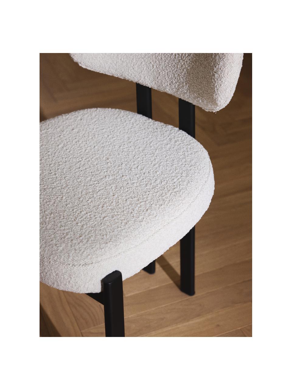 Čalouněná bouclé židle Adrien, Bílá, černá, Š 56 cm, V 51 cm