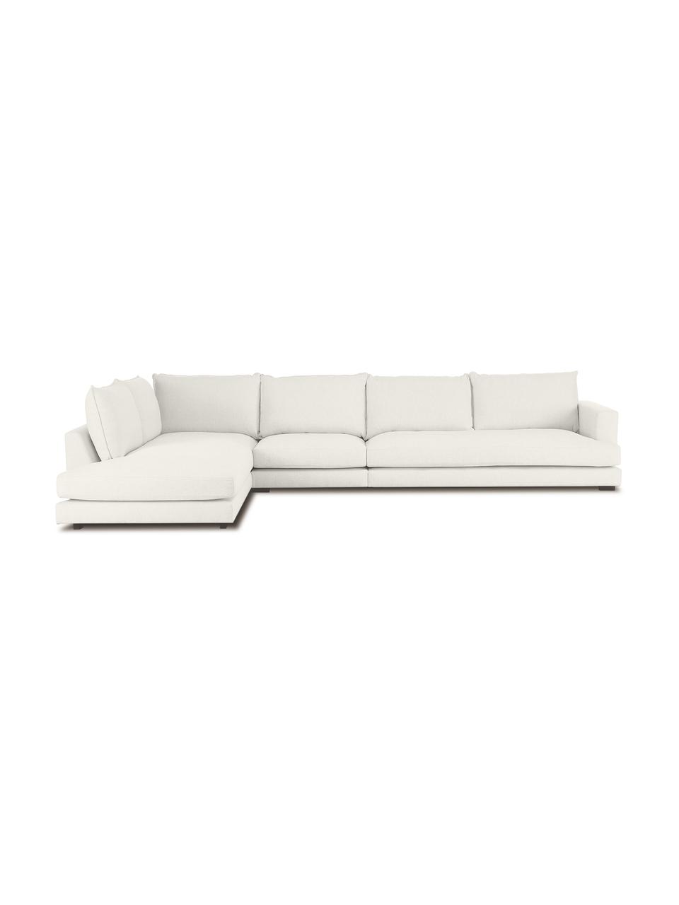 Sofa narożna XL Tribeca, Tapicerka: poliester Dzięki tkaninie, Stelaż: lite drewno sosnowe, Nogi: lite drewno bukowe, lakie, Beżowa tkanina, S 405 x G 228 cm, lewostronna