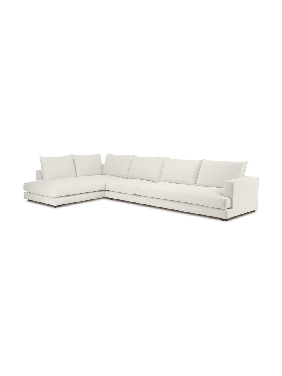 Sofa narożna XL Tribeca, Tapicerka: poliester Dzięki tkaninie, Stelaż: lite drewno sosnowe, Nogi: lite drewno bukowe, lakie, Beżowa tkanina, S 405 x G 228 cm, lewostronna