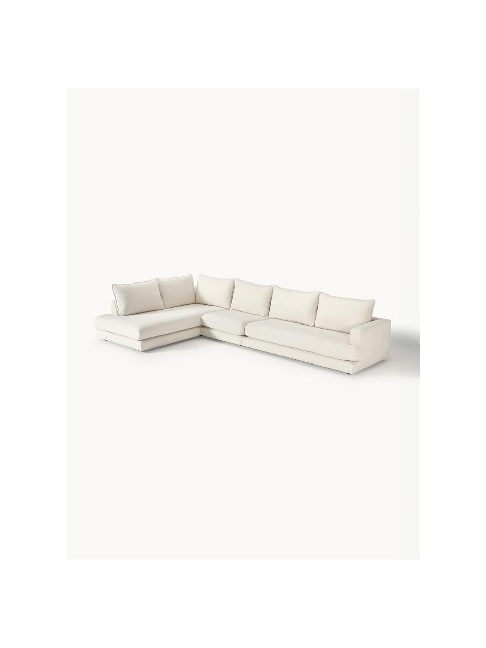 Canapé d'angle XL Tribeca, Tissu blanc crème, larg. 405 x prof. 228 cm, méridienne à gauche