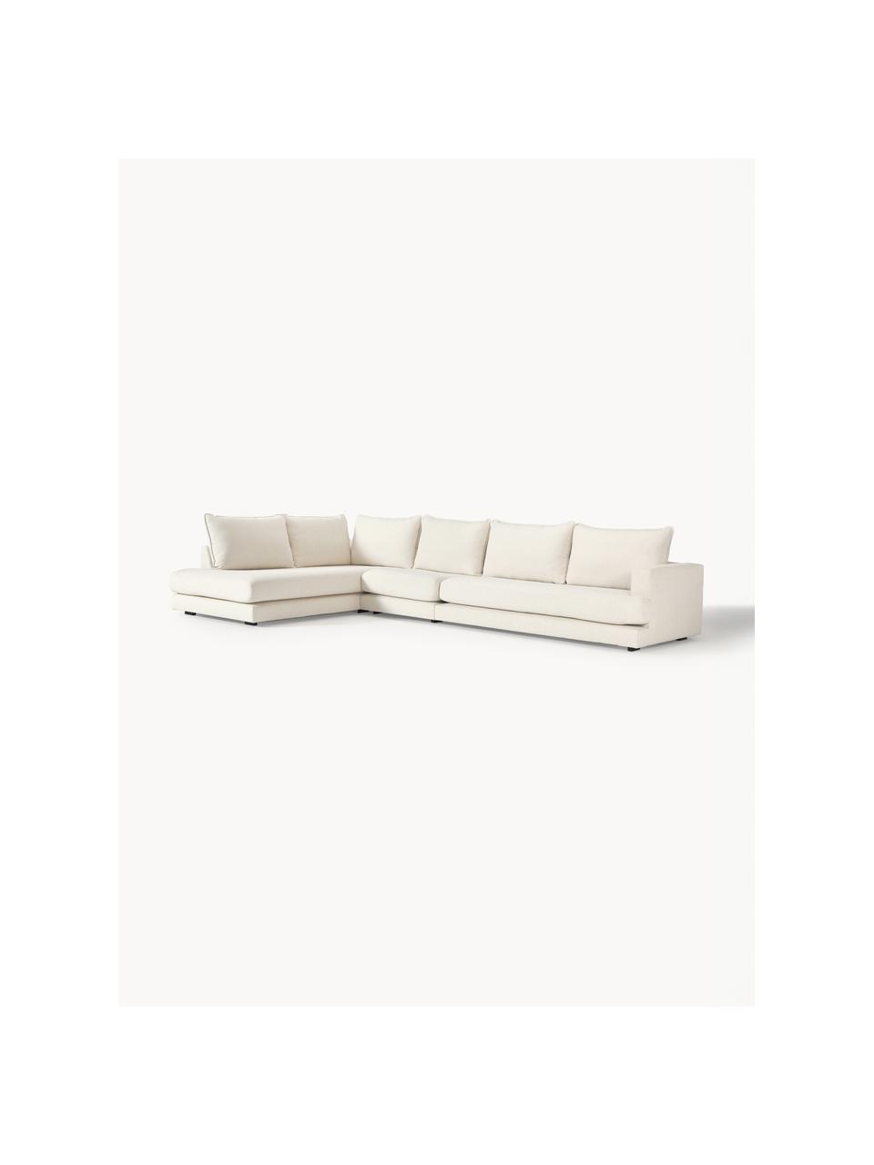 Canapé d'angle XL Tribeca, Tissu blanc crème, larg. 405 x prof. 228 cm, méridienne à gauche