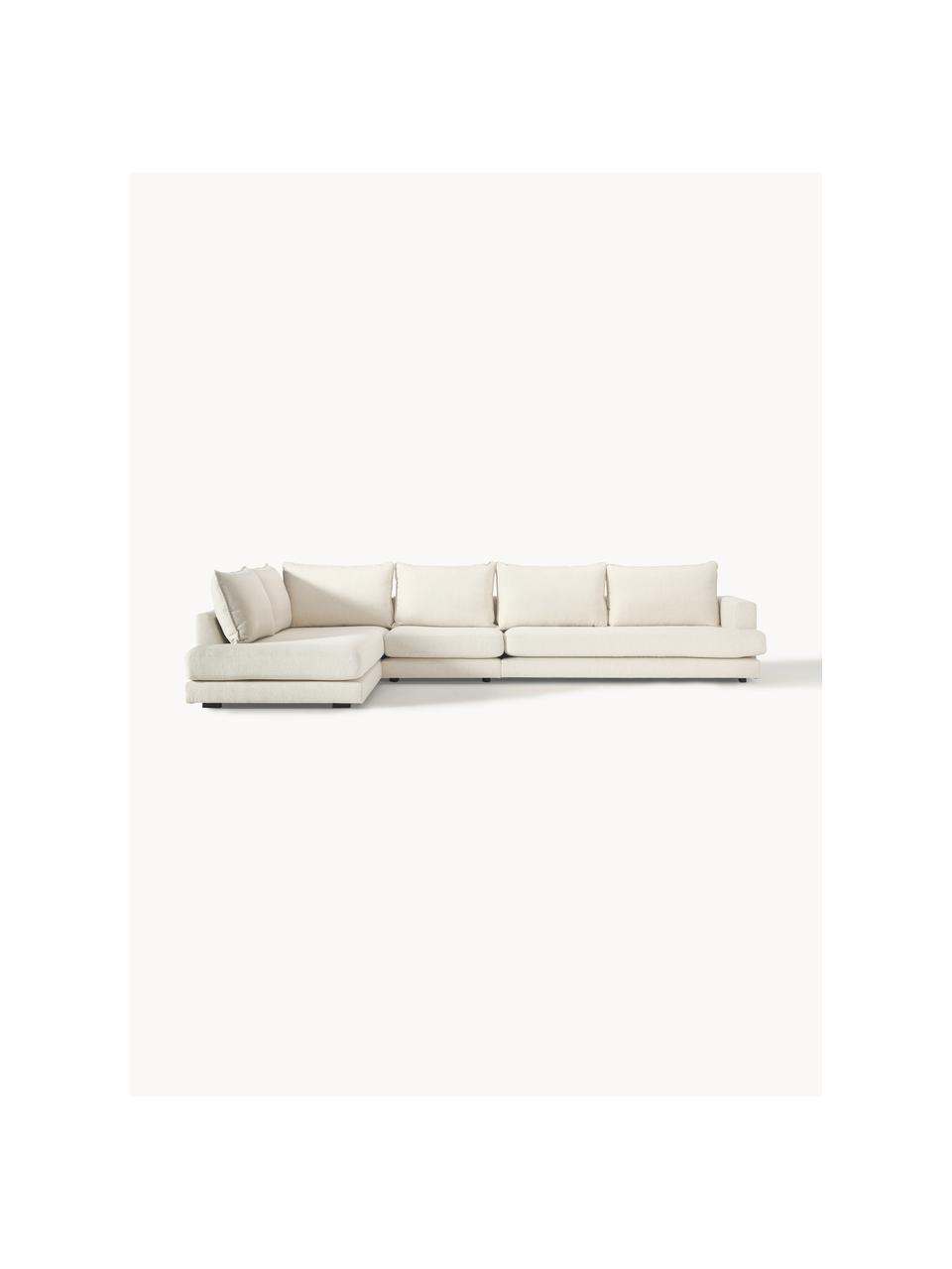 Canapé d'angle XL Tribeca, Tissu blanc crème, larg. 405 x prof. 228 cm, méridienne à gauche