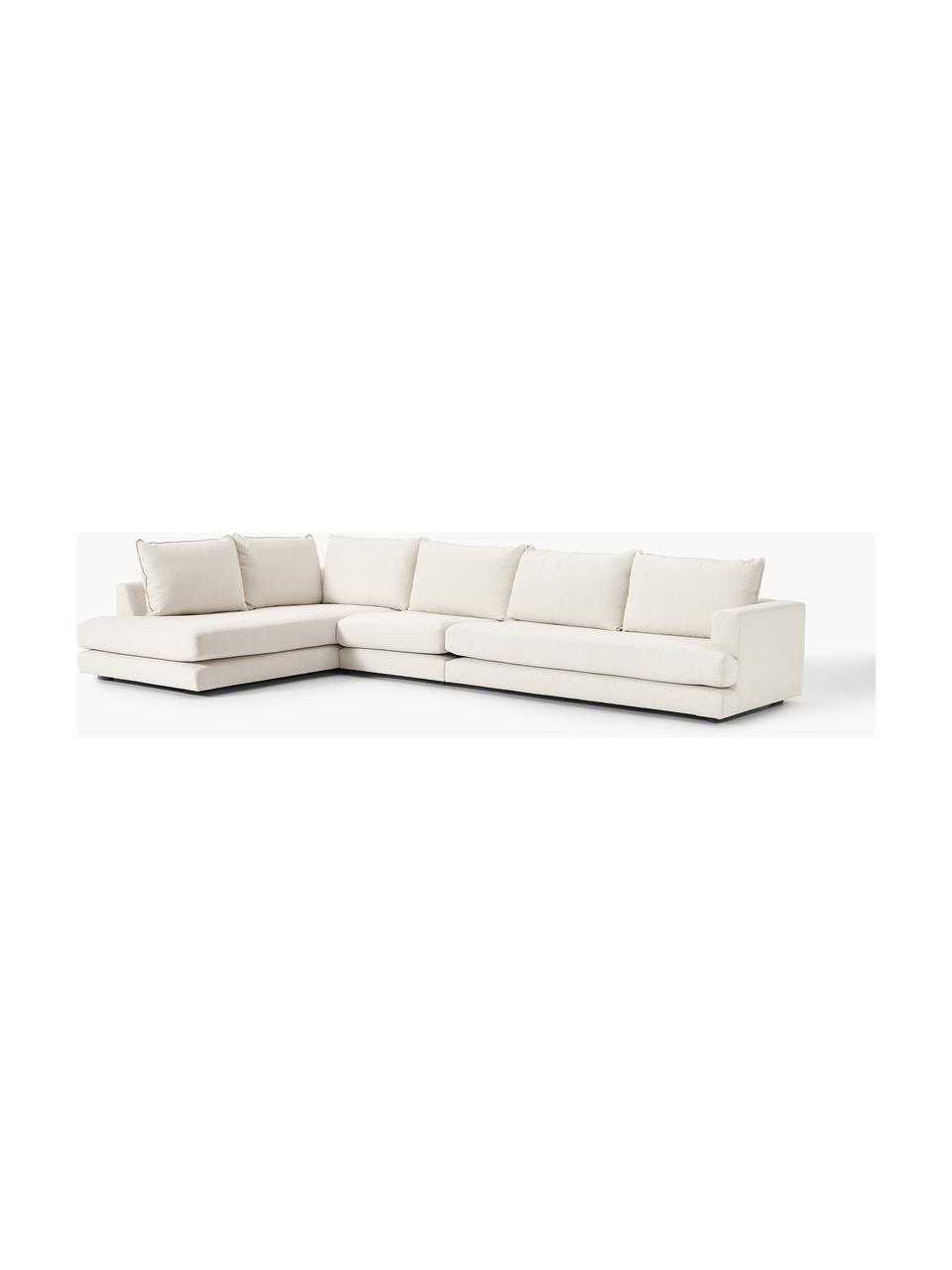 Canapé d'angle XL Tribeca, Tissu blanc crème, larg. 405 x prof. 228 cm, méridienne à gauche