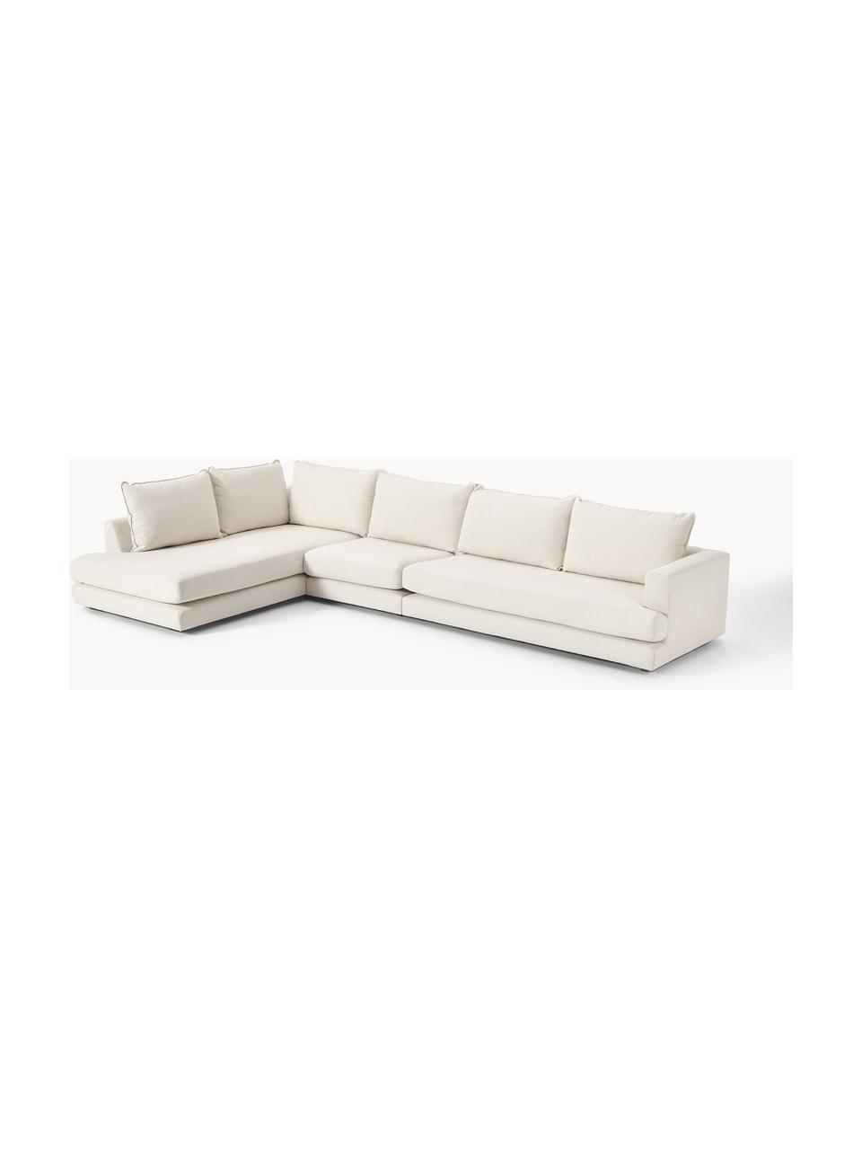 Canapé d'angle XL Tribeca, Tissu blanc crème, larg. 405 x prof. 228 cm, méridienne à gauche