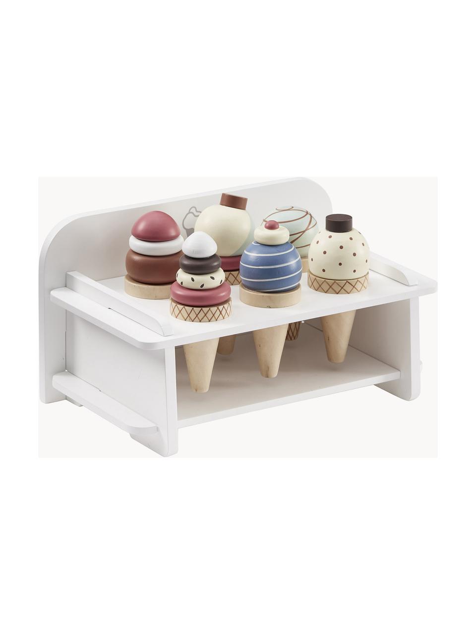 Stand de glace en bois Kids' Hub, 7 élém., Bois Schima, MDF, laqué, Blanc, multicolore, larg. 26 x haut. 17 cm