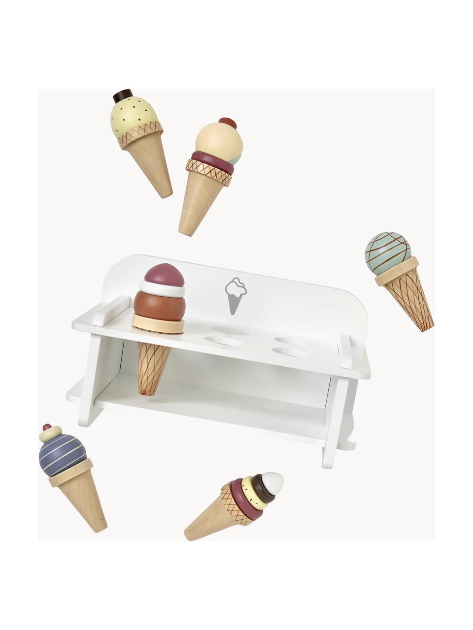 Stand de glace en bois Kids' Hub, 7 élém., Bois Schima, MDF, laqué, Blanc, multicolore, larg. 26 x haut. 17 cm