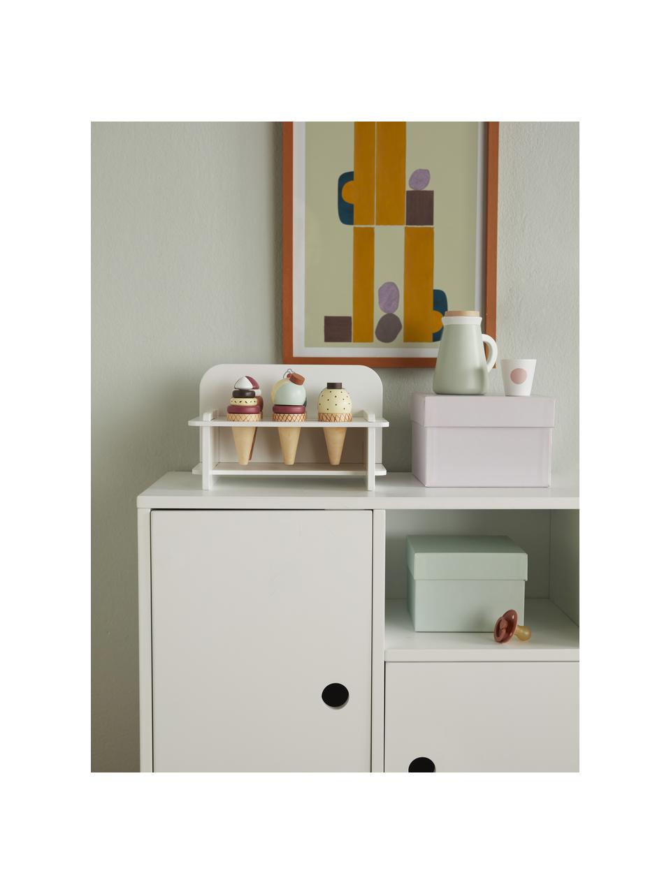 Stand de glace en bois Kids' Hub, 7 élém., Bois Schima, MDF, laqué, Blanc, multicolore, larg. 26 x haut. 17 cm