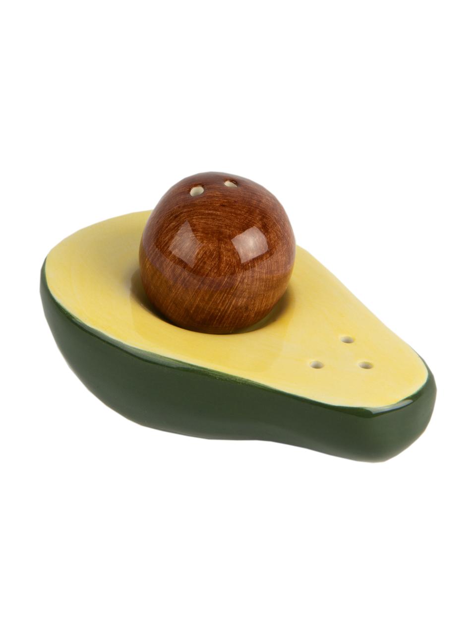 Sada solničky a pepřenky Avocado, 2 díly, Porcelán, Zelená, žlutá, hnědá, Š 9 cm, V 5 cm