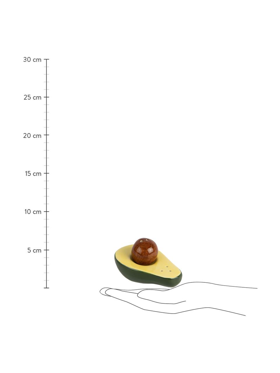 Sada solničky a pepřenky Avocado, 2 díly, Porcelán, Zelená, žlutá, hnědá, Š 9 cm, V 5 cm