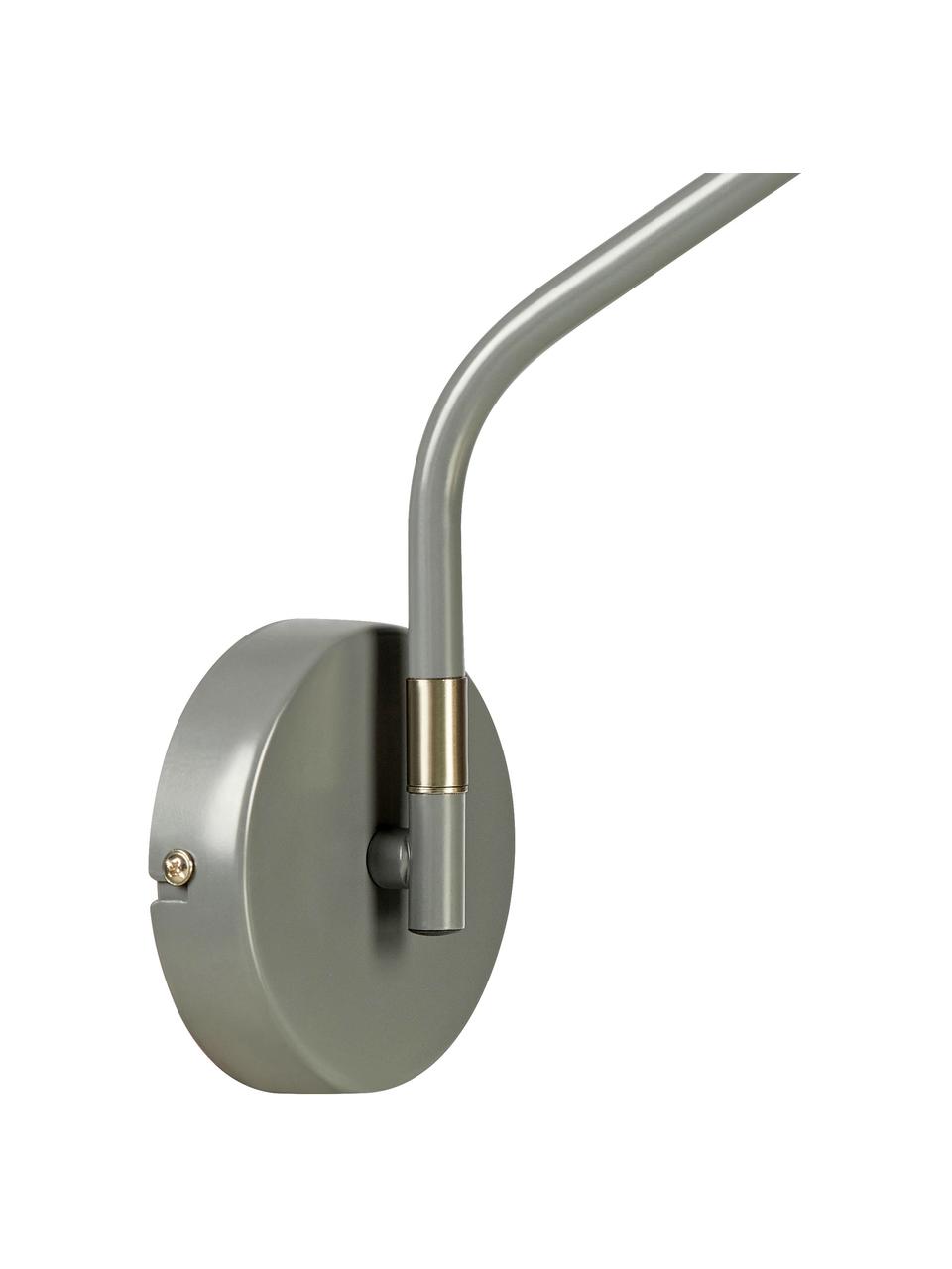 Große verstellbare Wandleuchte Valencia mit Stecker, Lampenschirm: Metall, lackiert, Diffusorscheibe: Kunststoff, Dekor: Metall, Grau, T 40 x H 28 cm