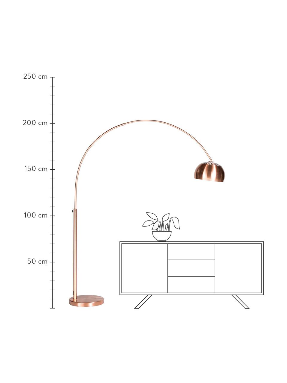 Bogenlampe Metal Bow in Kupfer, Lampenschirm: Metall, verkupfert, Gestell: Metall, verkupfert, Kupfer, 170 x 205 cm