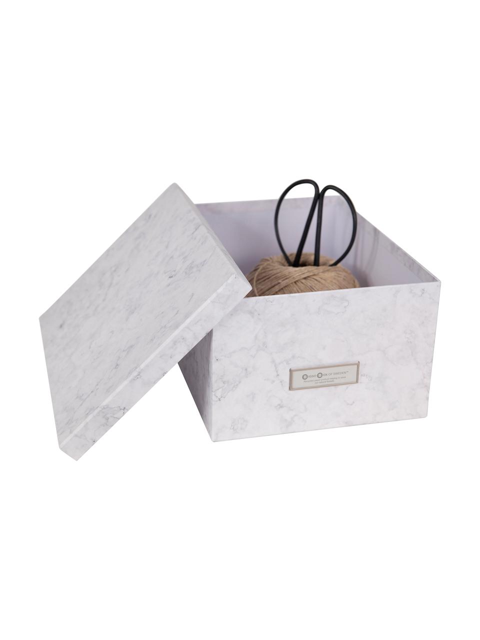 Aufbewahrungsbox Gustav, Box: Fester, laminierter Karto, Weiss, marmoriert, 30 x 15 cm