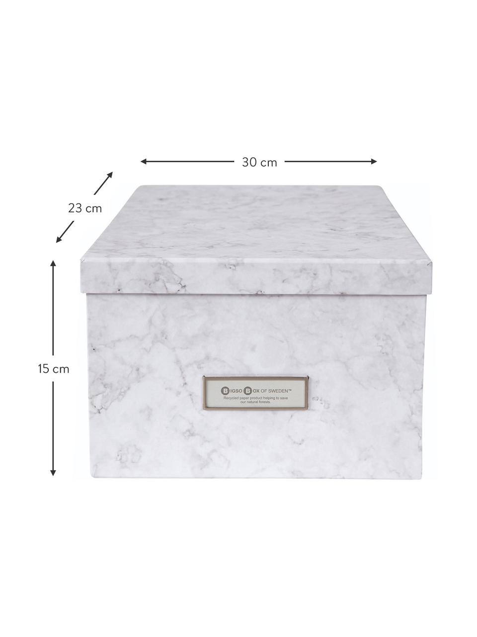 Aufbewahrungsbox Gustav, Box: Fester, laminierter Karto, Weiß, marmoriert, 30 x 15 cm