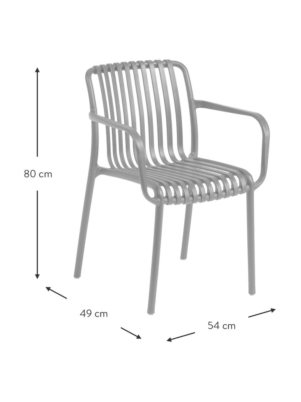 Chaise de jardin à accoudoirs Isabellini, Plastique, Gris clair, larg. 54 x prof. 49 cm